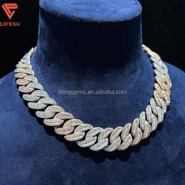 

selling hip hop vvs moissanite 18 inches 20 inches 22 inches iced out moissanite diamond cuban chain, Silver