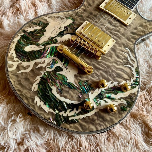 

electric guitar dragon abalone inlaid grey burst electric guitar