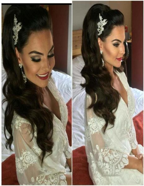 

divas hair 100 virgin human hair curly wave clip in wrap around ponytail extension for women dark brown 18 inch 120g ponytail h7719479, Black