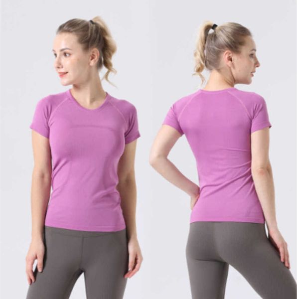 

swiftly tech yoga lulus womens wear ladies sports t shirts short-sleeved t-shirts moisture wicking knit high elastic high fashion 22ess, Gray