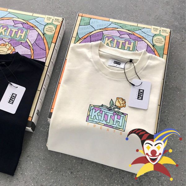 

men's t-shirts ss kith flowers box t shirt men women 1 1 quality t-shirt tee short sleeve 230515, White;black