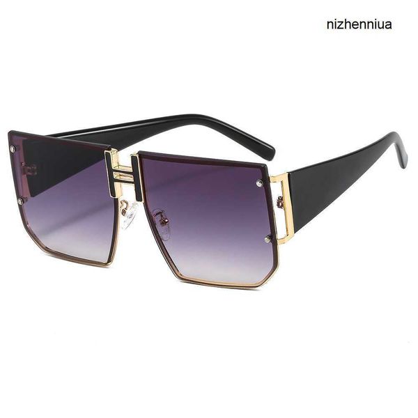 

hermm elegant sunglasses h family large frame sunglasses fashion men and women polygon thick leg ocean film show 24xi of4g, White;black