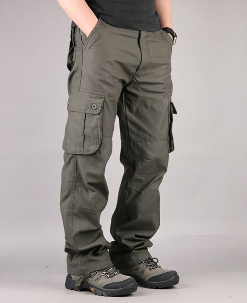 

men's pants men's cargo pants mens casual multi pockets military large size 44 tactical pants men outwear army straight slacks lon, Black