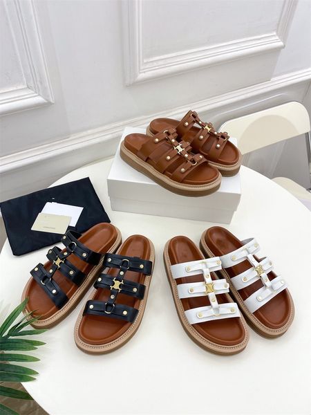 

luxury flat thick bottom printed jelly rubber leather women dress shoes designer womens sandals mens slippers flip flops, Black