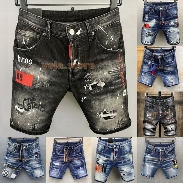 

men's jeans mens summer denim shorts for man blue black zip breeches metal button dsquar skinny slim hole patchy water washed maple lea
