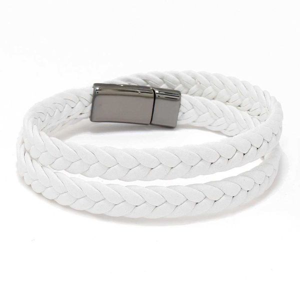 

multi circle leather woven bracelet simple fashion men and women couple magnetic snap, Golden;silver