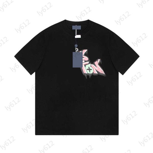 

luxury mens designer classic fashion graffiti letter logo letter printing design decorative pure cotton black t-shirt male summer blouse, White;black