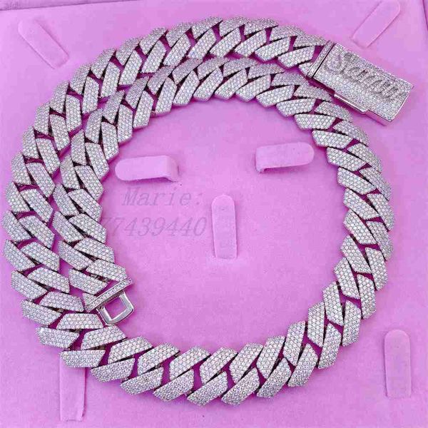 

men 925 sterling silver moissanite diamond cuban link chain jewelry necklaces custom hip hop jewelry