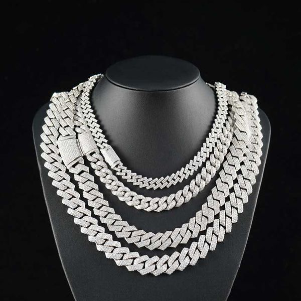 

mens necklace 10mm 12mm 15mm 16mm men 925 sterling silver iced out diamond miami cuban link chain necklace bracelet