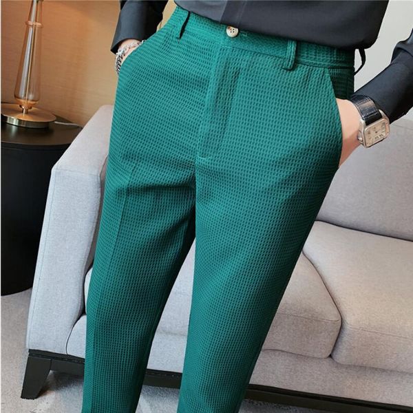 

men's pants men's suit trousers spring and summer business casual pants men's fashion high-quality solid color slim trousers, Black