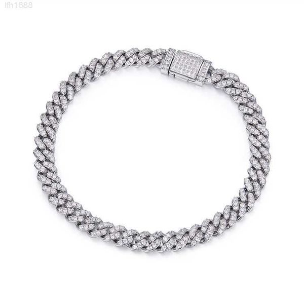

6mm hip hop iced out 925 silver necklace link cuban mossinate diamond vvs moissanite chain fine jewelry