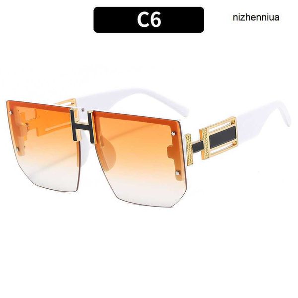 

hermm elegant sunglasses h large frame fashionable sunglasses ins trendy punk style metal 8eit, White;black