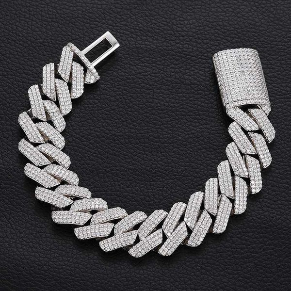 

hip hop style 925 sterling silver 14mm fashion jewelry bracelets necklace moissanite cuban link chain