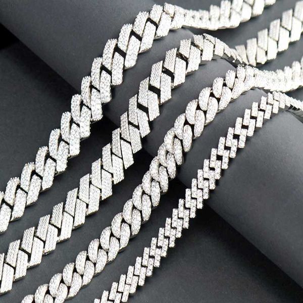 

10mm-16mm custom hip hop jewelry vvs moissanite diamond cuban chain 925 sterling silver iced out cuban link chain necklace