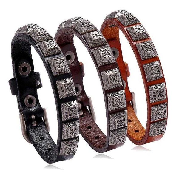 

direct supply punk jewelry retro cattle leather bracelet personality creative, Golden;silver