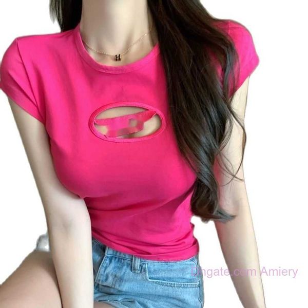 

womens designer clothing t shirt girls hollowed summer t-shirt short sleeves women tshirts round neck cotton spandex tees, White