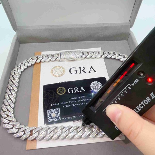 

15mm fine jewelry new sterling silver chains design for men iced out vvs moissanite cuban link chain