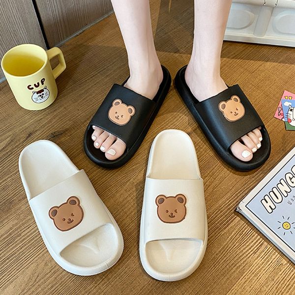 

cute bears slipper beach shoe bathroom slippers summer, Black