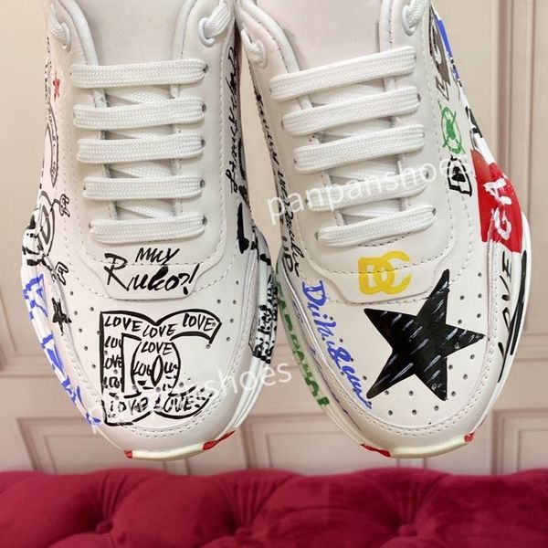 

new brand mens designer leather lace-up sneakers fashion lady flat running letters shoes platform sneaker2023, Black