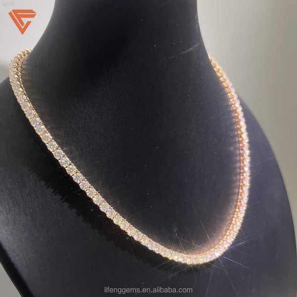 

gra certificate small size vvs moissanite diamond hip hop jewelry 925 silver rose gold 3mm 4mm tennis chain