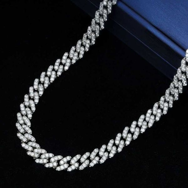 

qianjian gems hip hop 6mm width 925 sterling silver moissanite cuban chain