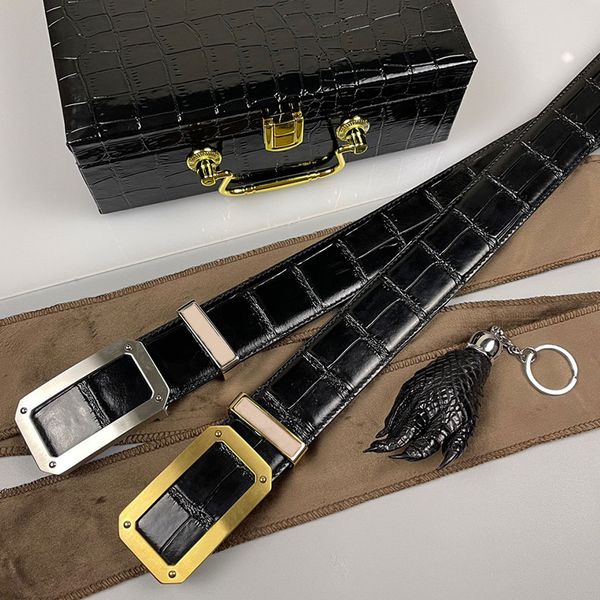 

new double sided cowhide belt classic high grade crocodile pattern 3.8cm shopping and dating designer leather belt, Black;brown