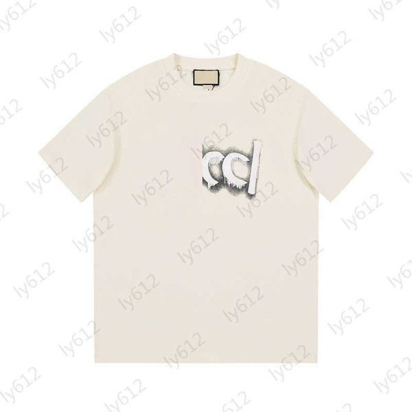 

mens t shirts designer summer fashion luxury brand embroidery graffiti letter logo print design decoration cotton t-shirt mans beige clothes, White;black