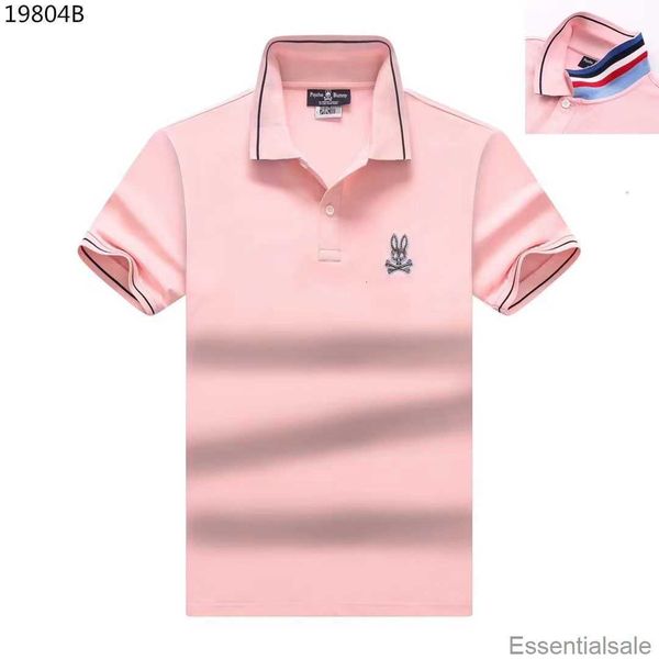 

2023 psycho bunny summer new men's t shirt skull rabbit polo short sleeve cartoon embroidery collar solid fashion brand simple lj9a, White;black