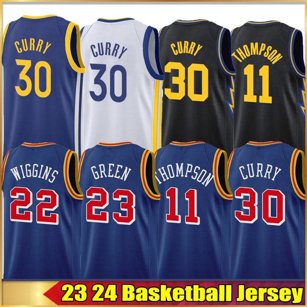 

men basketball jersey stephen curry #30 thompson #11 wiggins #22 poole #3 iguodala #9 green #23 kuminga #00 city 22-23 new season jerseys me, Black;red