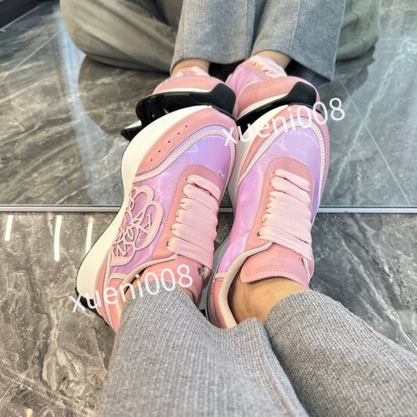 

2023new womens men quality casual shoes designer leather lace-up sneaker fashion running trainers letters woman shoes flat printed gym sneak, Red;white