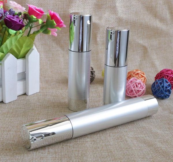 

15ml 20ml 30ml shiny silver airless refillable bottles thin healthy travel empty cosmetic containers for liquid makeup 10pcslotgo2218996
