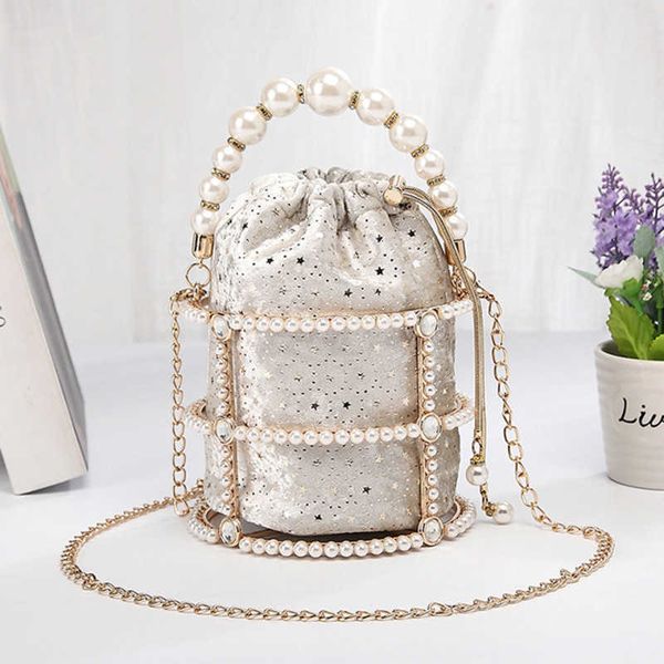 

evening bags luxury designer party pearls bucket bag womens handbags 2023 new fashion versatile protable casual 230427