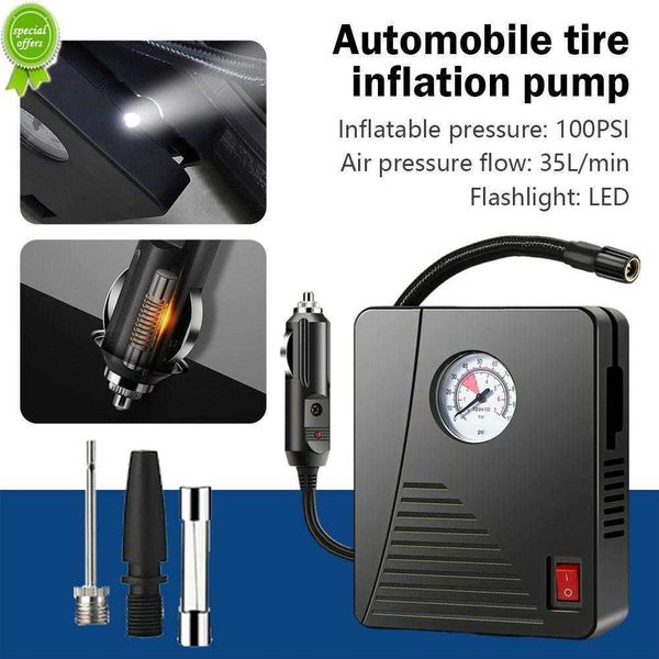 

new 96w car electric air pump mini tire inflator 12v 100psi 35l/min portable air compressor for car motorcycles bicycle ball