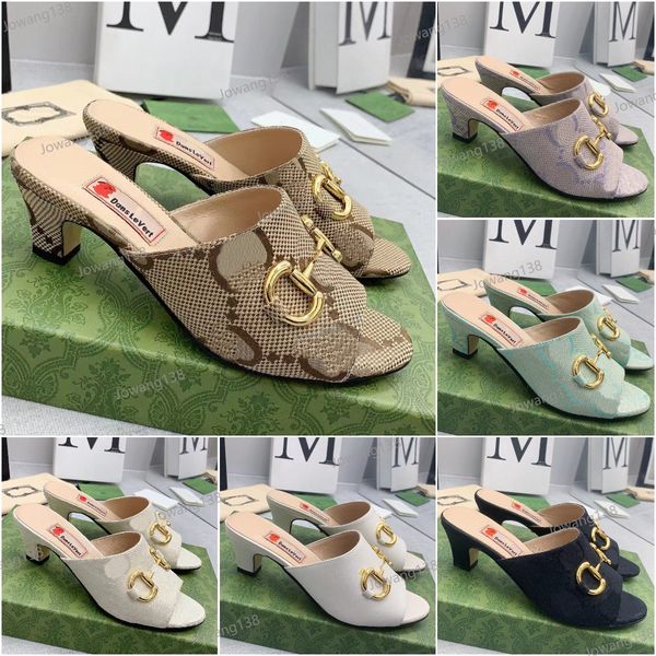 

horsebit sandal designer summer women slide sandal leather fashion horsebit high-heeled shoes slippers size 35-40, Black