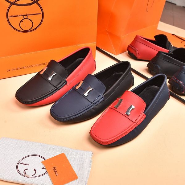 

11model slip on luxurious dress men shoe genuine leather wedding designer brand loafers men round head formal fashion black wine red oxford