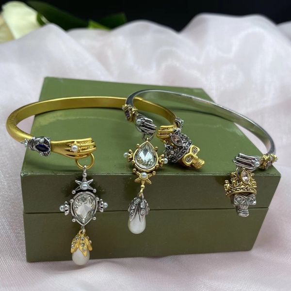 

mq bangle skull designer for woman official reproductions for man 5a t0p gold plated 18k diamond premium gifts classic style fashion crystal, Black