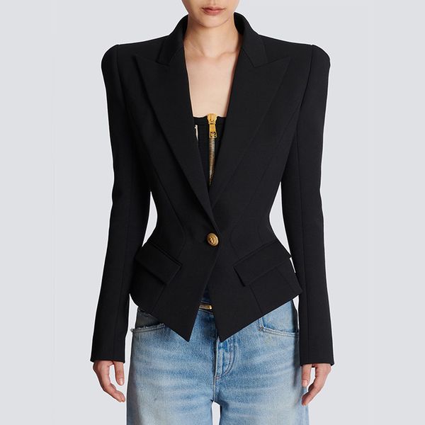 

designer jacket womens clothe jacket blazer woman single button slim fashion spring autumn new released, White;black