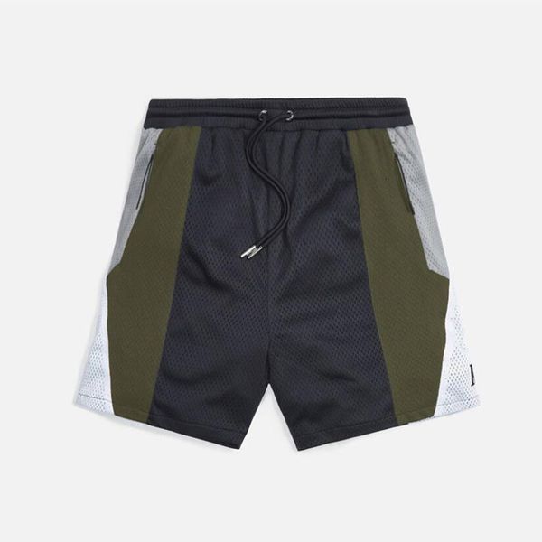 

men's shorts summer men mesh breathable gyms fitness exercise jogging sports loose 3-point pants fashion stitching beach shorts 230515, White;black