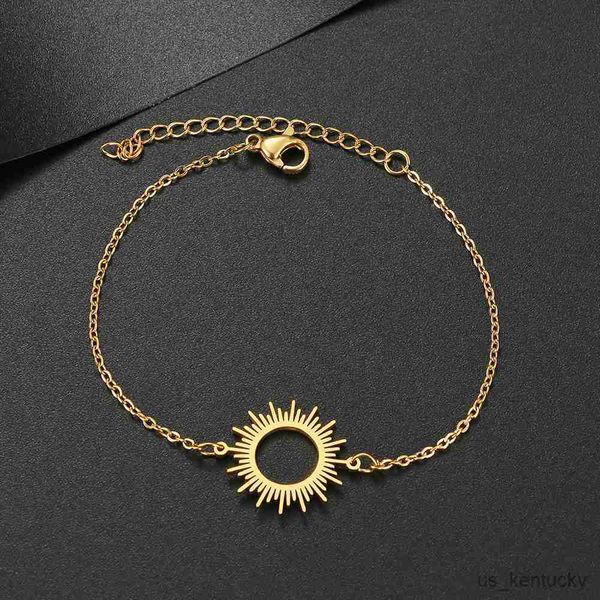 

charm bracelets stainless steel bracelets circle hollow out round fashion chain charm bracelet for women jewelry party friend gift, Golden;silver