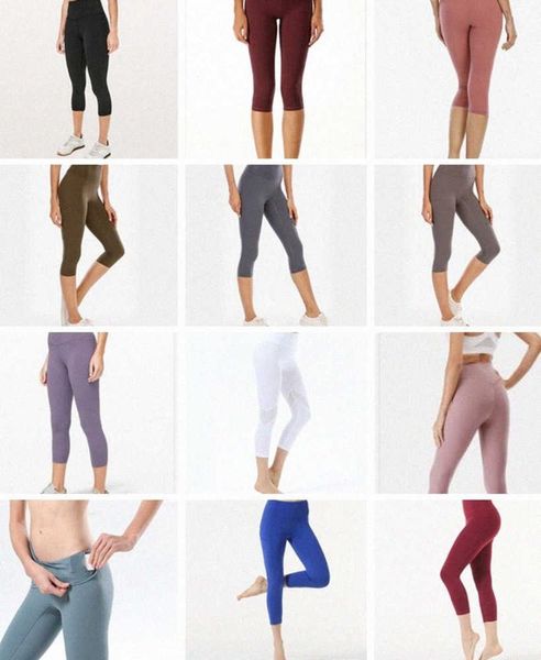 

womens stylist high yoga pants leggings yogaworld women workout fitness set wear elastic lady full tights solid hjsv# breathable design 67es, Black;white