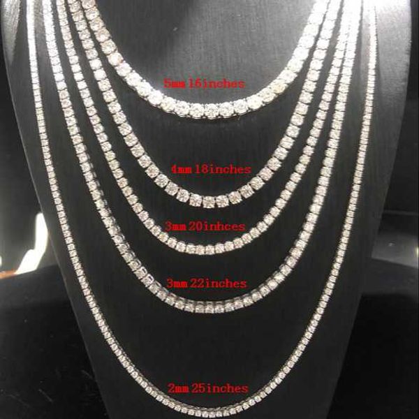 

18k plated moissanite tennis chain pass positive 2mm3mm4mm5mm men fashion 925silver tennis necklace chain, Silver