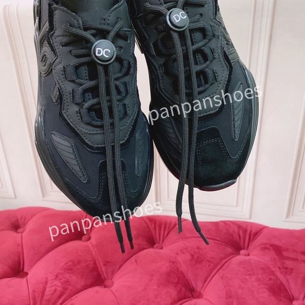 

2023brand womens mens designer leather lace-up sneakers fashion lady flat running letters shoes platform sneaker, Black