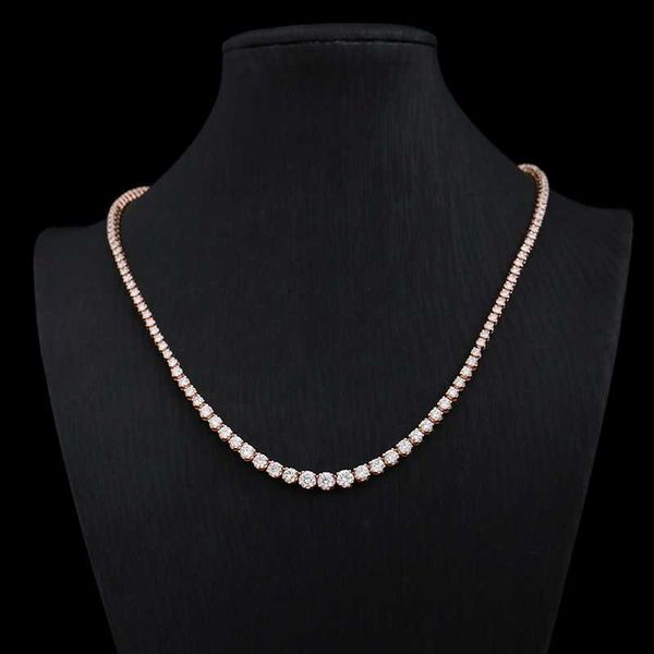 

16 inch tennis chain solid gold def-vvs moissanite diamond jewelry wholesale hip hop choker tennis chain, Silver