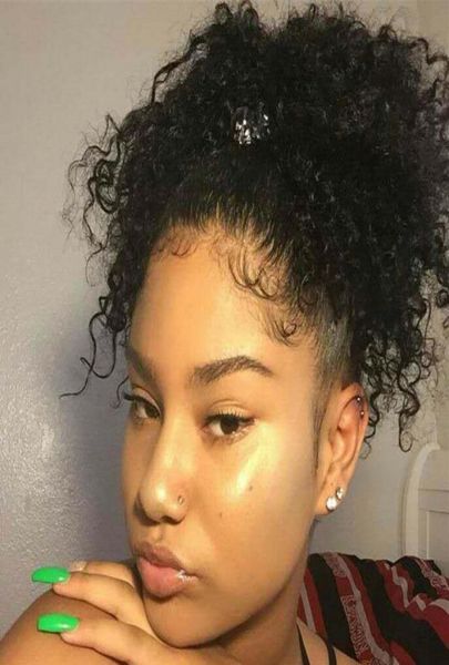 

human hair ponytails clip in on hair extensions pony tail 14inch 120g natrual kinky curly ponytails hairpieces more 5 colors optio4949343, Black