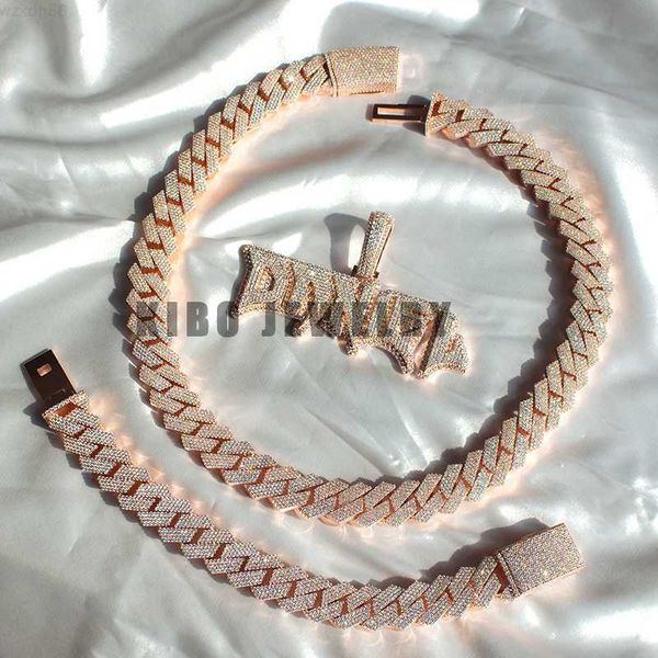 

hip hop 18mm 4 rows bust down miami diamond 925 silver vvs moissanite iced out cuban link chain