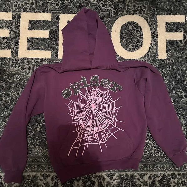 

men's hoodies fashion sp5der 555555 sweatshirts designer oversized new purple flash sweaters men women young bandit spider with long sl, Black