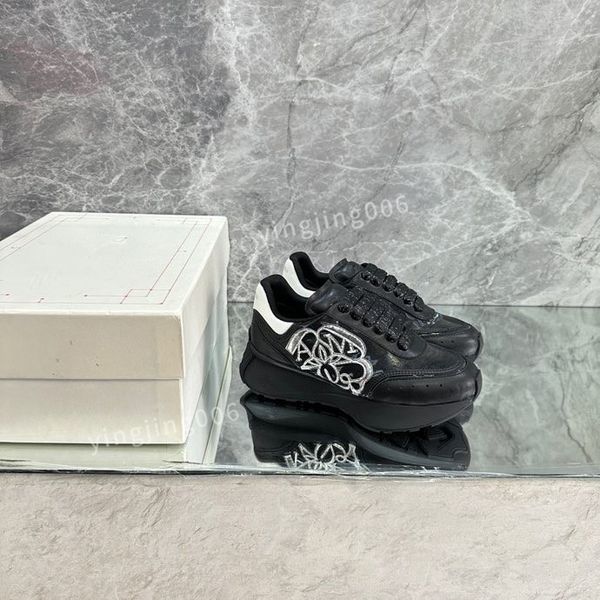 

brand womens mens designer fashion casual shoes leather lace-up sneaker fashion lady flat running trainers letters gym sneakers2023, Black