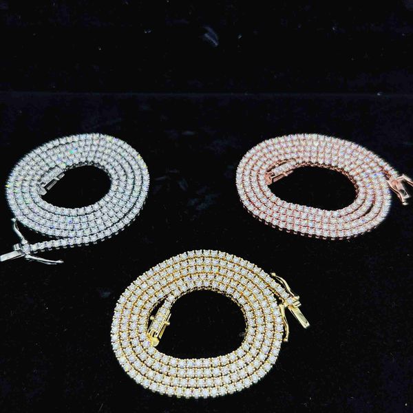 

ready to ship hiphop jewelry 4mm 5mm 6.5mm vvs moissanite 925 sterling silver gold plated tennis chain