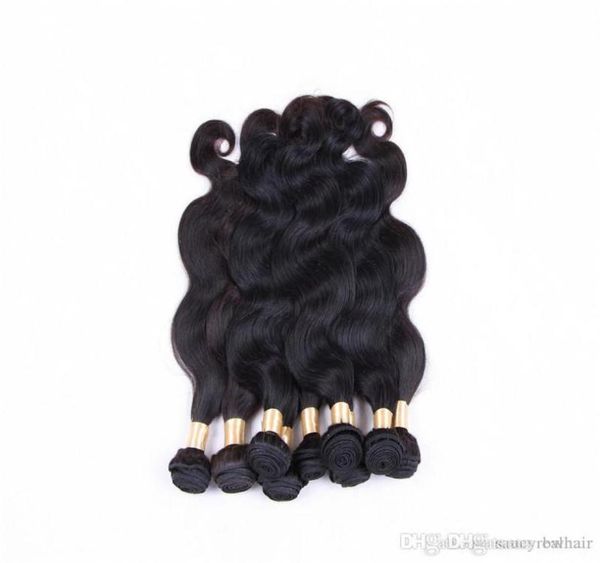 

body wave hair weft 3 bundles 100 human hair weaves brazilian peruvian hair extensions natural color 1b 1228 inches dhl2952478, Black