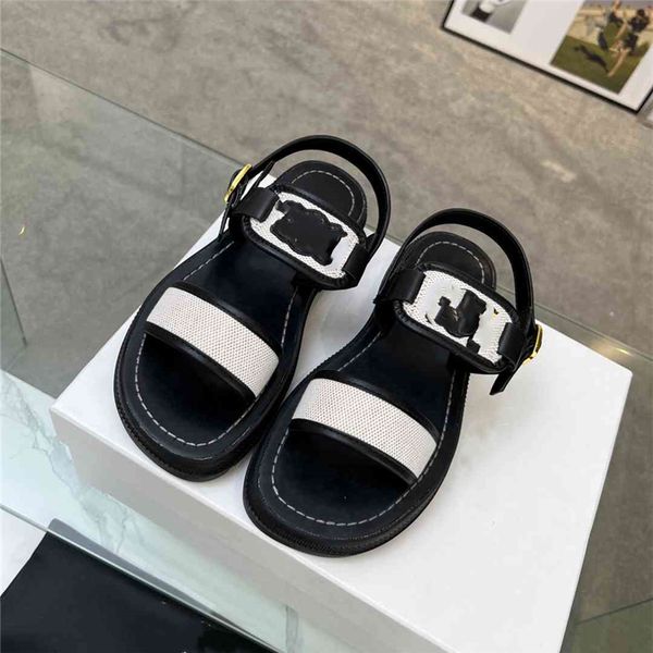 

fashion women's sandals 2023 celinity luxury brand summer popular leather high heel sandals leisure holiday flats 01-06, Black